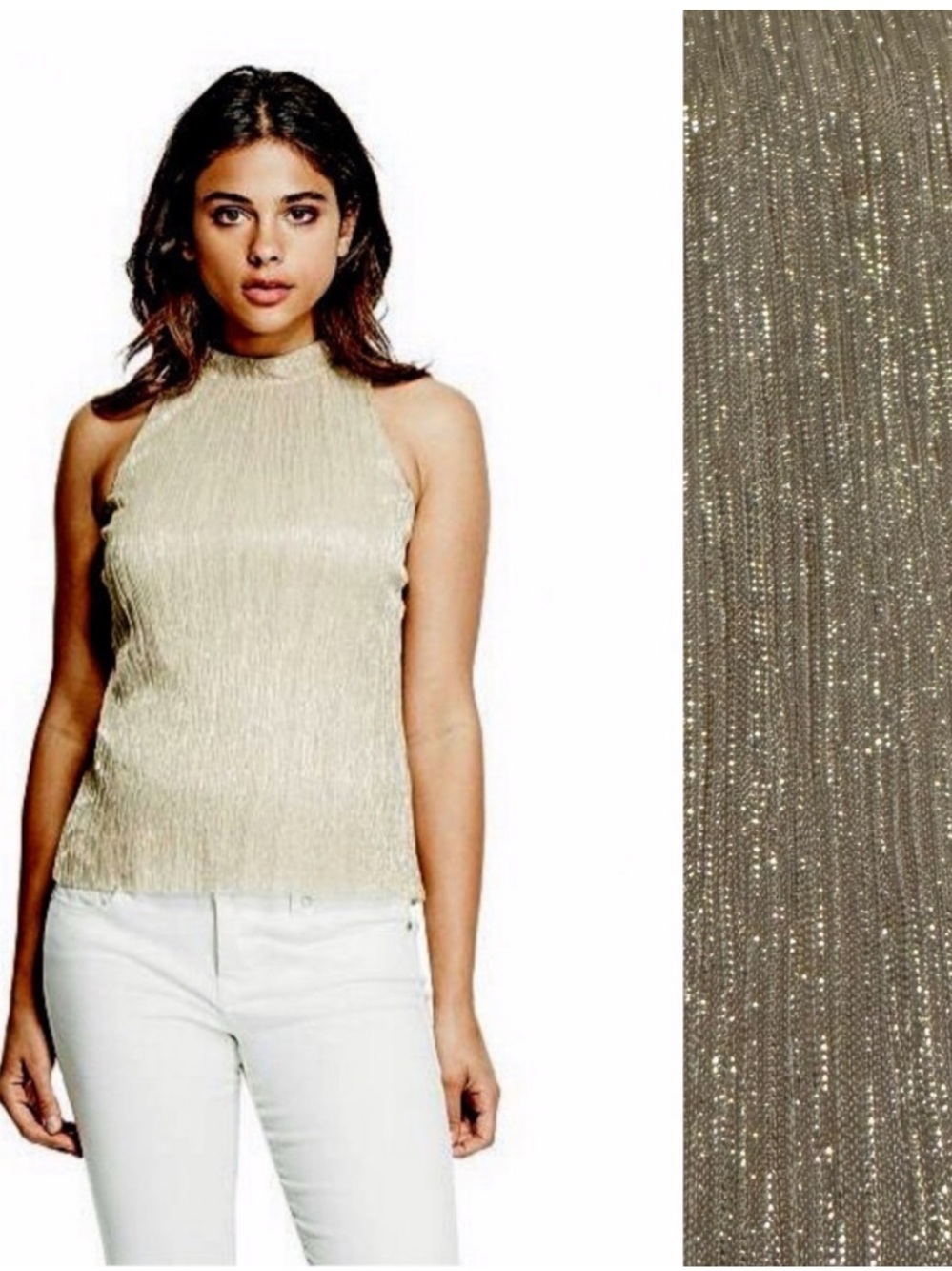 NWT Nik And Nash Metallic Gold Shimmer Halter Top Y2K Party Girls Night Out
